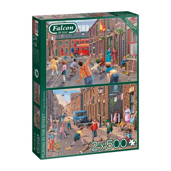 Falcon Playing in the Street Jigsaw Puzzle 500 Pieces 2 Pack image number 1