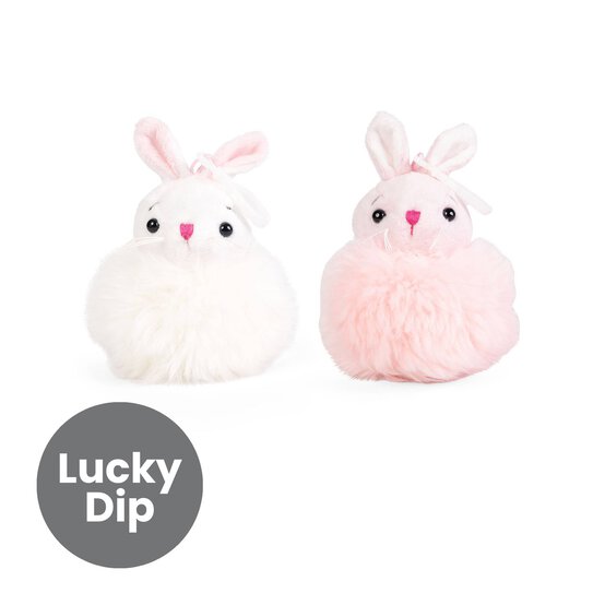 Assorted Living Nature Pompom Bunny Plush Keyring image number 1