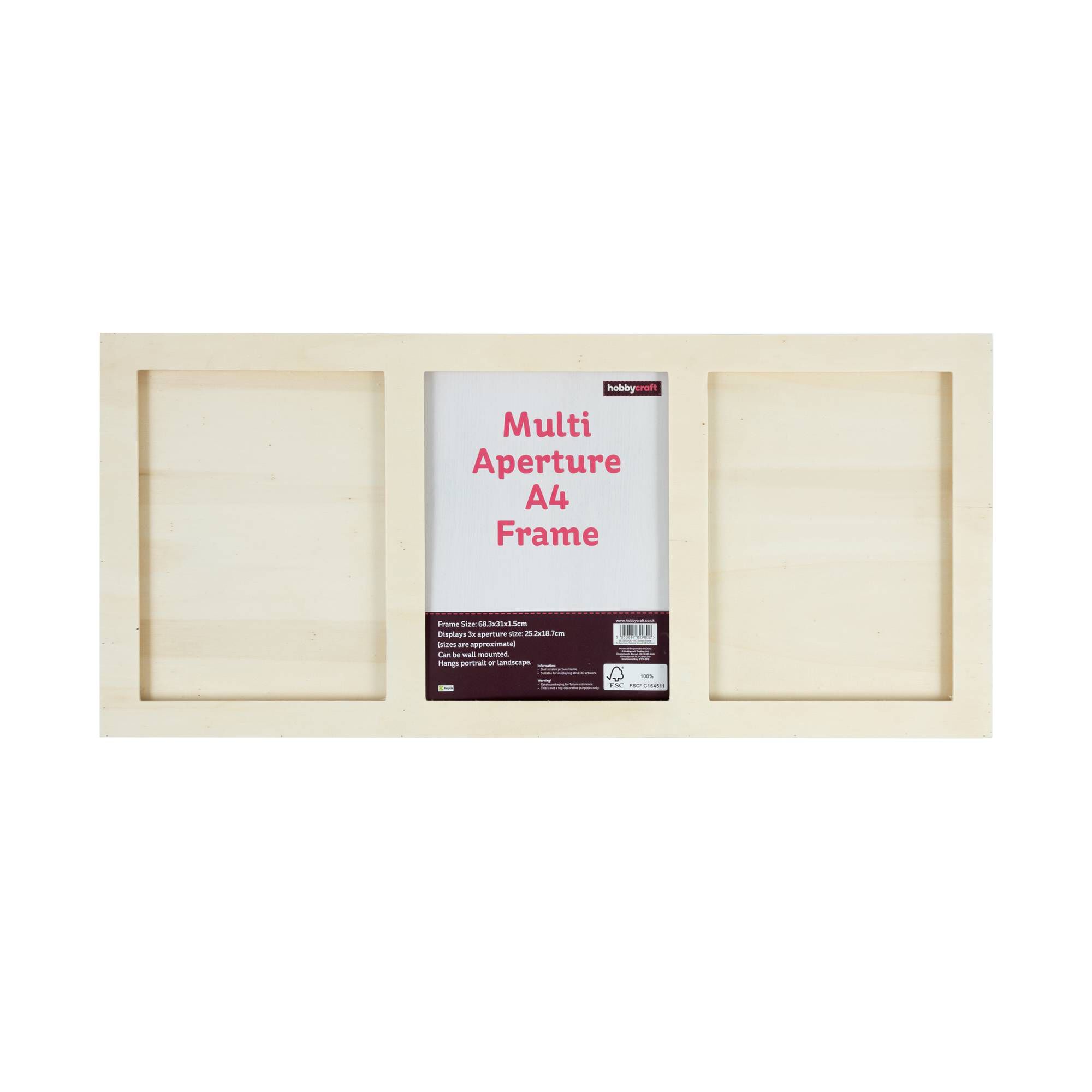 Natural Wood MultiAperture Slotted Frame A4 Hobbycraft