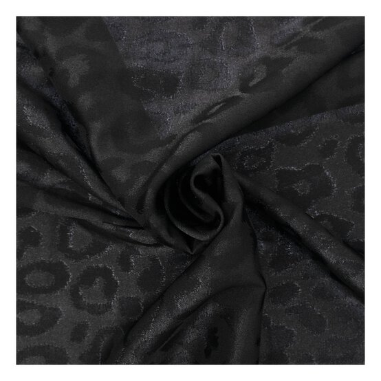 Black Animal Print Satin Fabric by the Metre image number 1