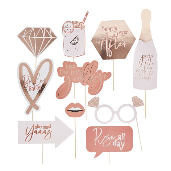 Pink and Rose Gold Hen Party Photo Booth Props 10 Pack image number 3