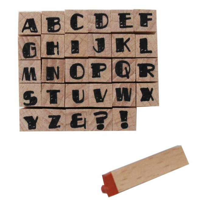 Sketch Mini Alphabet Wooden Stamp Set 30 Pieces Hobbycraft