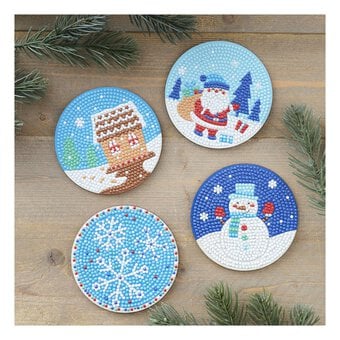 Christmas Gem Art Coaster Kit 4 Pack 