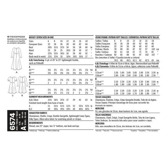 New Look Women's Dress Sewing Pattern 6574