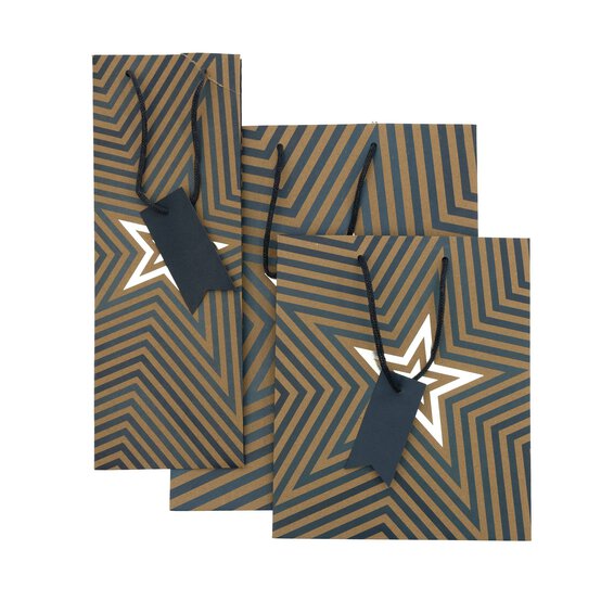 Kraft Star Blue Gift Bag 21.5cm x 25cm image number 4