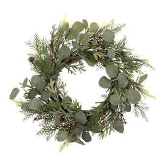 Red Bead and Pinecone Wreath 60cm