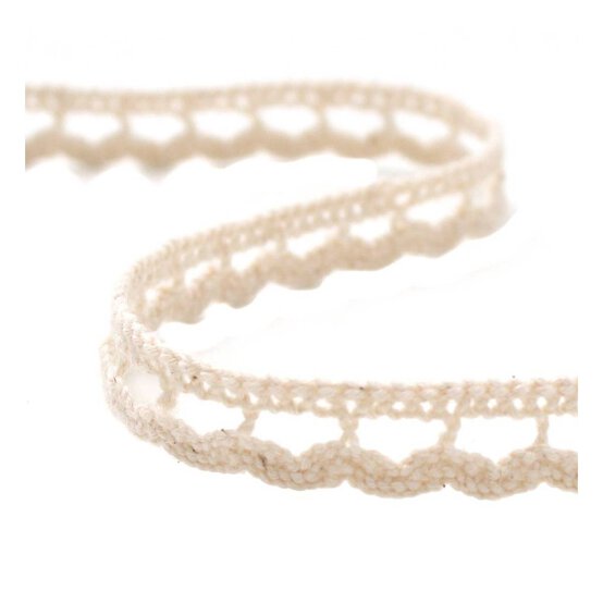 Cream Delicate Cotton Lace Ribbon 9mm x 5m image number 1
