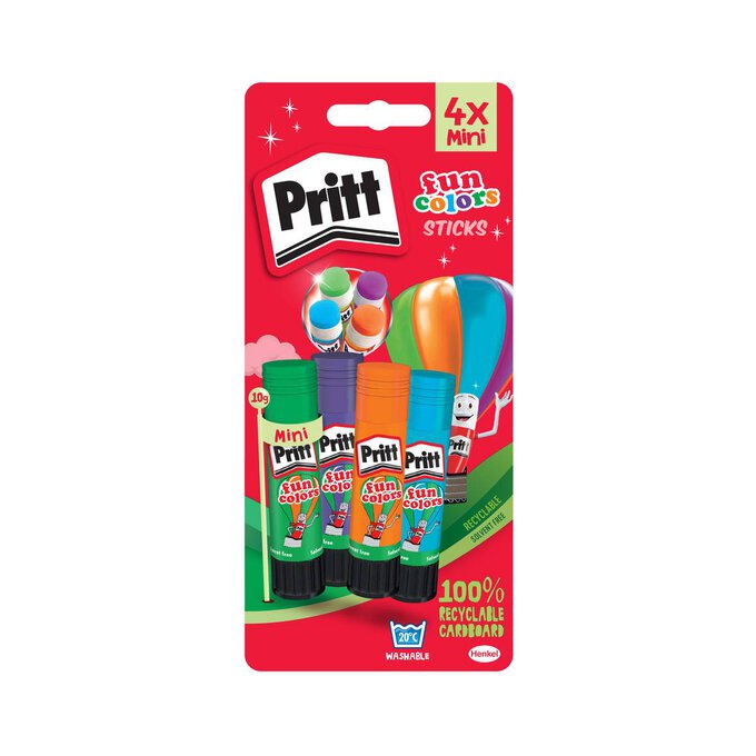 Pritt Fun Colour Glue Sticks 4 Pack image number 1