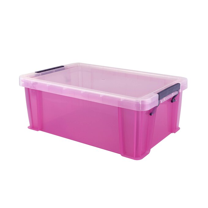 Whitefurze Allstore 10 Litre Transparent Pink Storage Box  image number 1