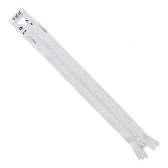 YKK White Dress and Skirt Zip 18cm image number 2
