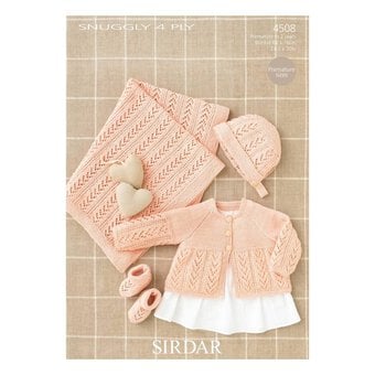 Sirdar Snuggly 4 Ply Coat Bonnet Blanket and Bootees Digital Pattern 4508