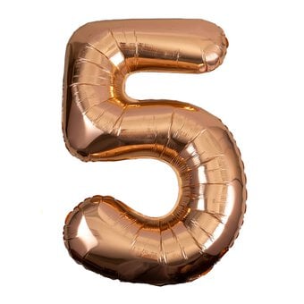 Extra Large Rose Gold Foil Number 5 Balloon