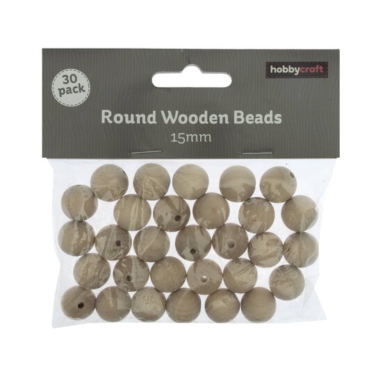 Round Wooden Beads 15mm 30 Pack image number 3