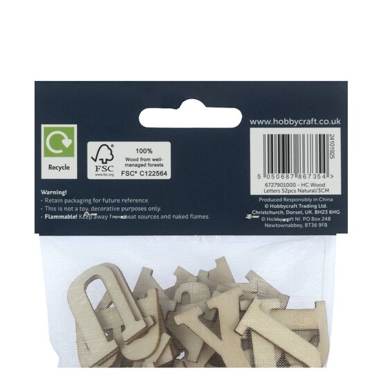 Natural Wooden Letters 52 Pieces image number 4