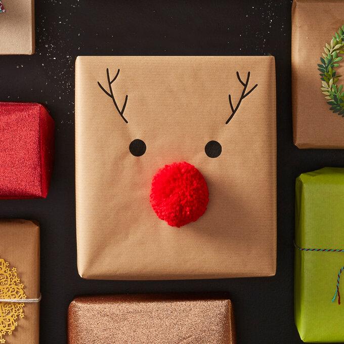 How to Make Easy Reindeer Nose Gift Wrap image number 1