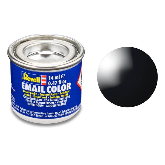 Revell Black Gloss Enamel Paint 14ml (07) image number 1