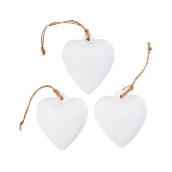 Unglazed Ceramic Hanging Heart Decorations 3 Pack image number 2