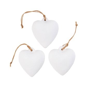 Unglazed Ceramic Hanging Heart Decorations 3 Pack