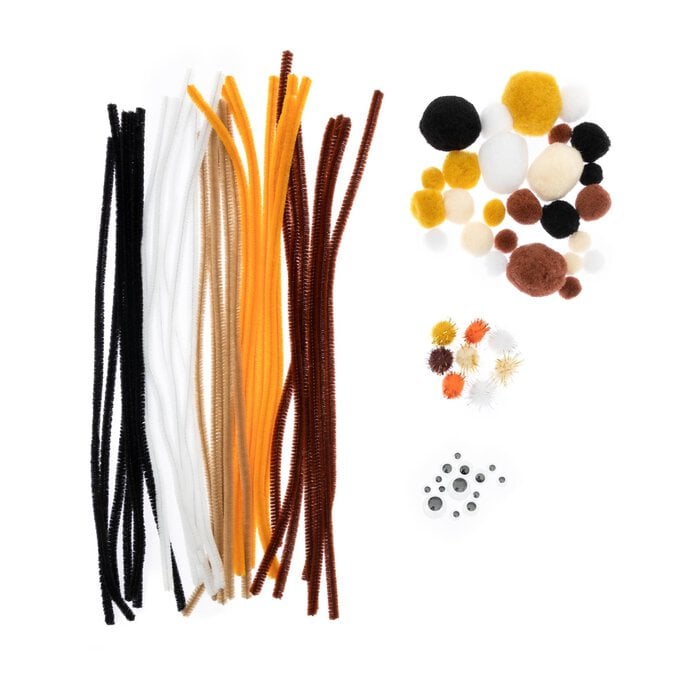 Animal Pipe Cleaners and Poms Craft Pack 80 Pieces