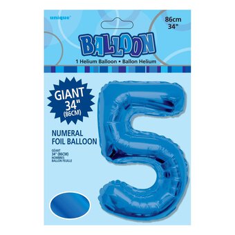 Extra Large Blue Foil 5 Balloon image number 2