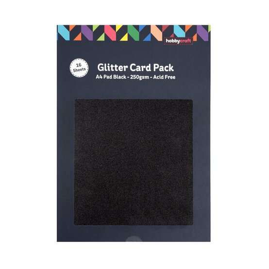 Black Glitter Card A4 16 Pack  image number 3