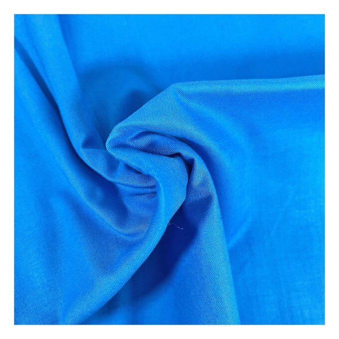 Bright Blue Organic Premium Cotton Fabric by the Metre image number 1