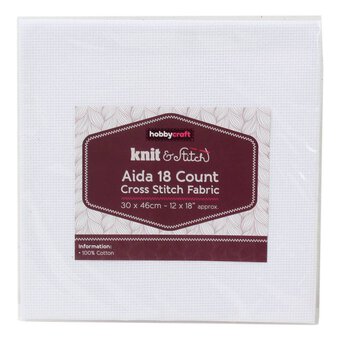 White 18 Count Aida Fabric 30cm x 46cm