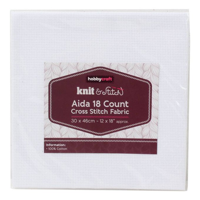 White 18 Count Aida Fabric 30cm x 46cm image number 1