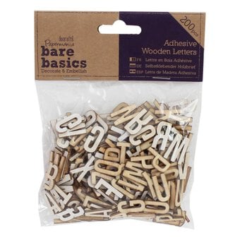 Bare Basics Adhesive Wooden Letters 200 Pack image number 2