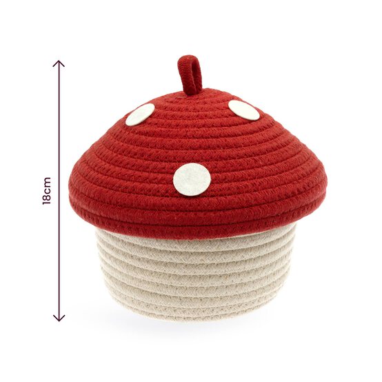 Red and White Mushroom Rope Basket 18cm image number 5