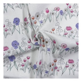 Wild Flowers Bloom Border Cotton Fabric by the Metre