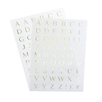 White and Gold Foiled Letter Stickers 2 Sheets