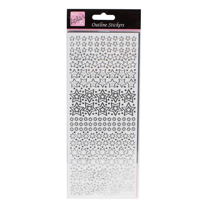 Anita's Silver Sparkling Star Outline Stickers image number 1