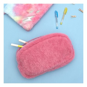 Reversible Pink and Purple Furry Pencil Case
