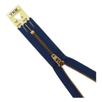 YKK Dark Blue Brass Jeans Zip 15cm