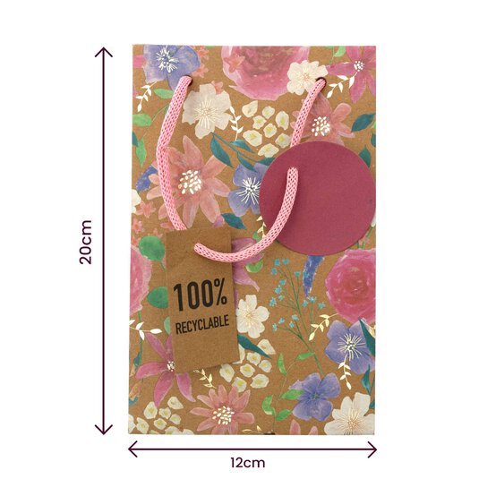 Kraft Floral Print Perfume Gift Bag 12cm x 20cm image number 5