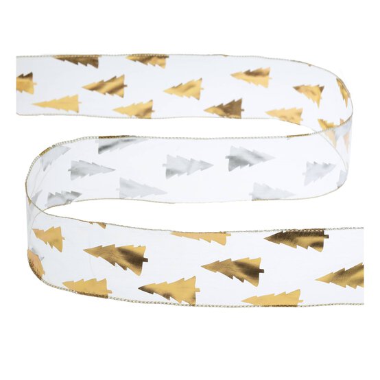 Gold Tree Wire Edge Organza Ribbon 63mm x 3m image number 2