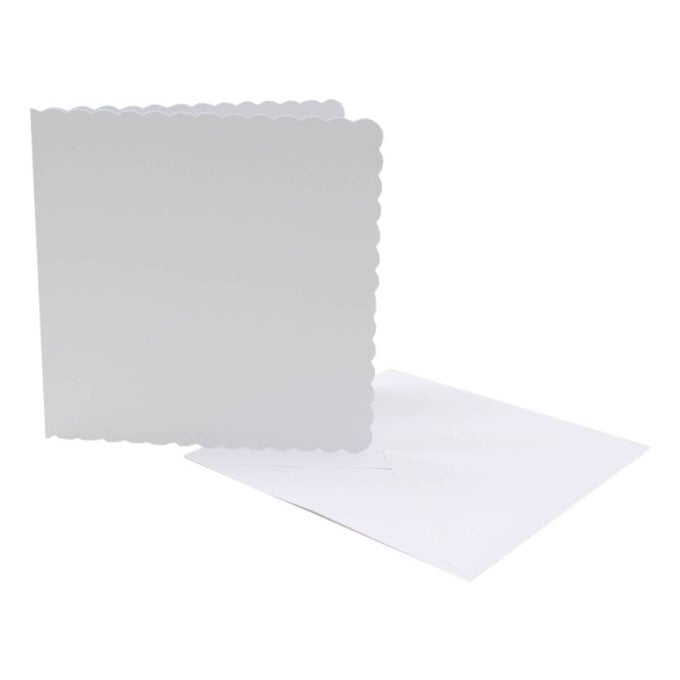 White Scalloped Edge Cards and Envelopes 7.9 x 7.9 Inches 25 Pack image number 1