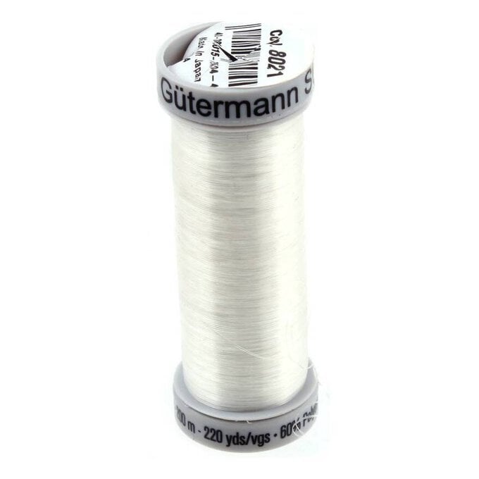 Gutermann White Metallic Sliver Embroidery Thread 200m (8021) image number 1