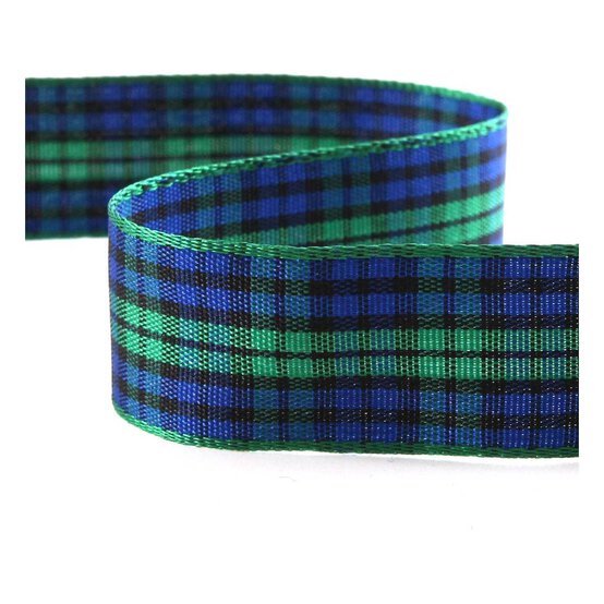 Blue Tartan Ribbon 18mm x 5m image number 1