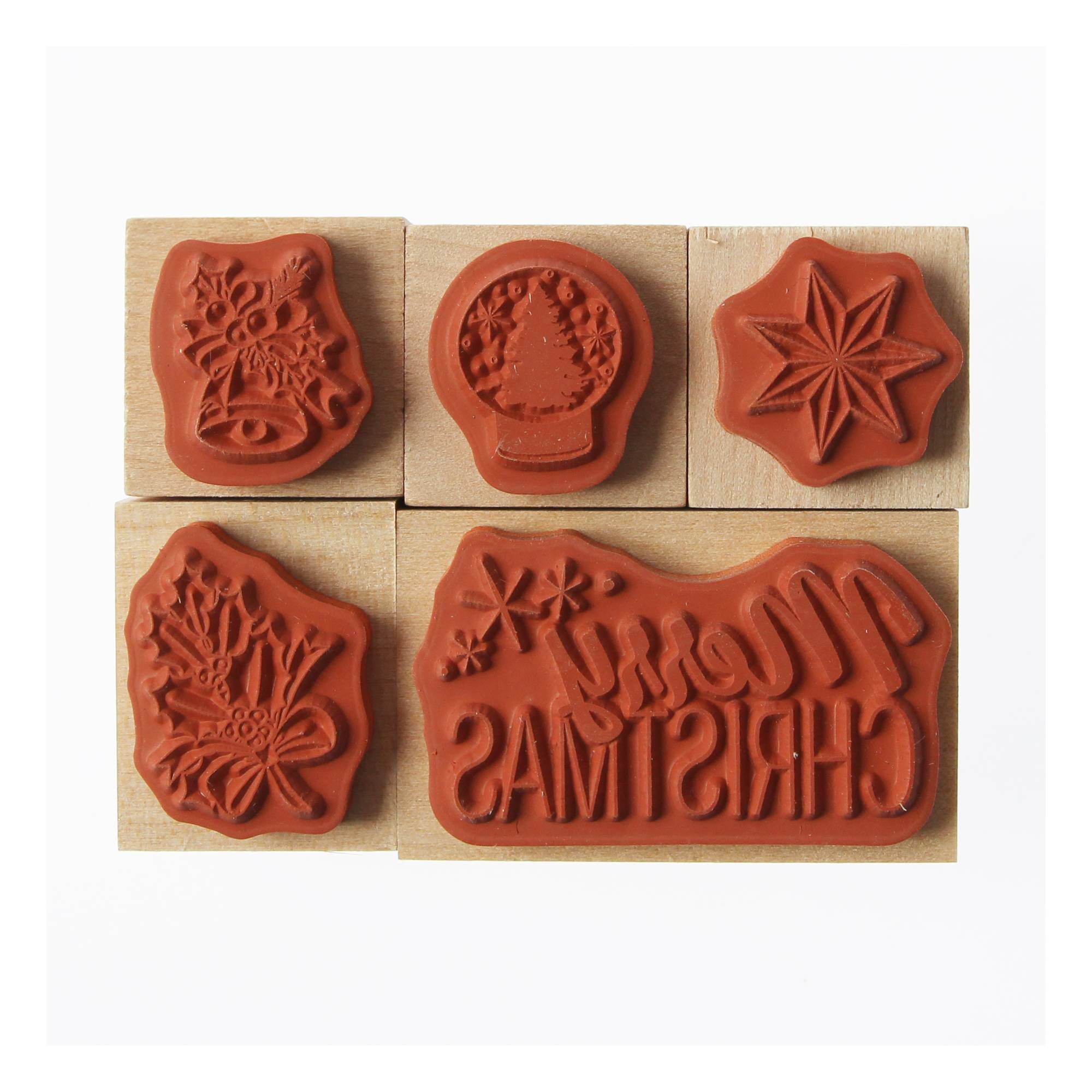 Merry Christmas Wooden Stamps 5 Pieces Hobbycraft