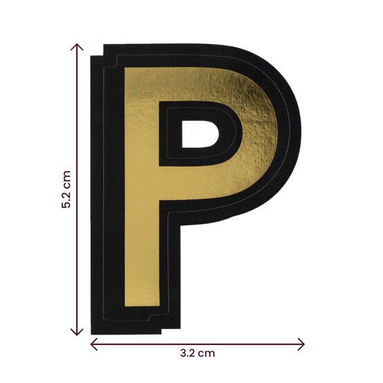 Black and Gold Vinyl Letter P Sticker 5cm image number 4