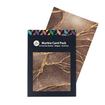 Brown Marble Foil Card A4 16 Pack