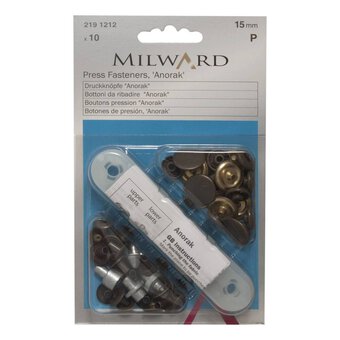 Milward Silver Sport and Camping Press Fasteners 15mm 10 Pack