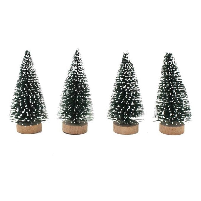 Frosted Green Bottle Brush Christmas Tree 4 Pack image number 1