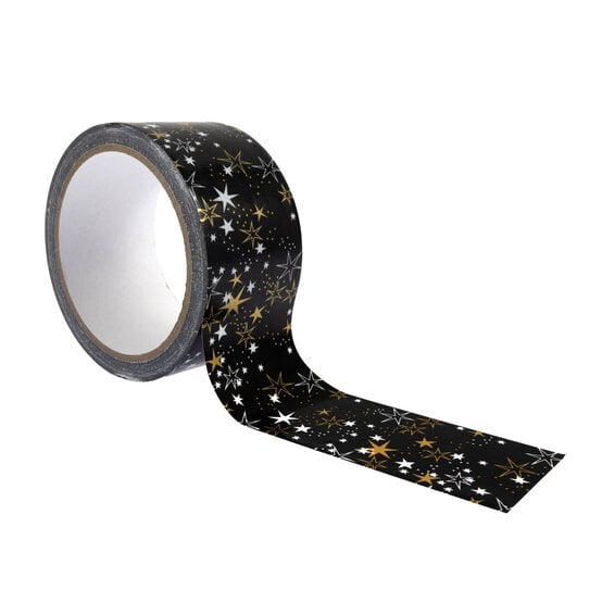 Gold and  White Star Duct Tape 48mm x 10m image number 1