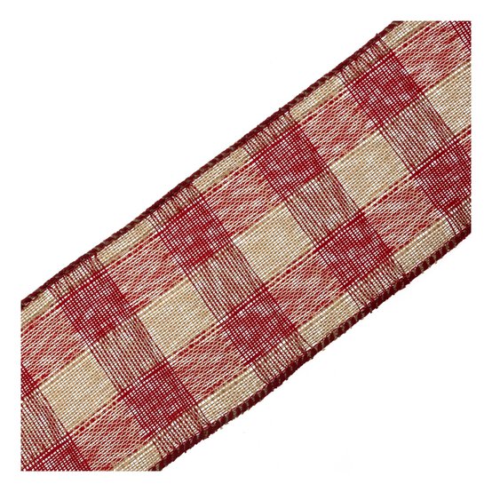 Linen Check Wire Edge Printed Ribbon 63mm x 3m image number 4