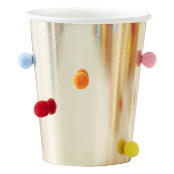 Ginger Ray Rainbow Pom Pom Paper Cups 8 Pack