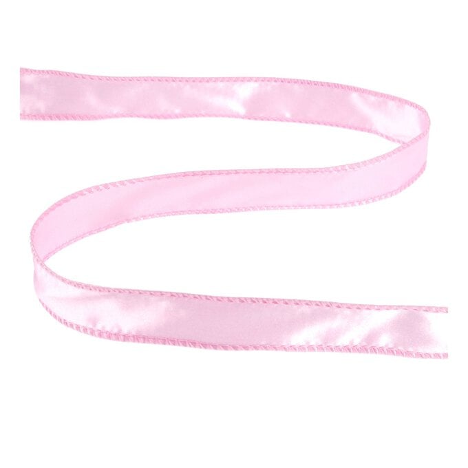 Pale Pink Wire Edge Satin Ribbon 25mm x 3m image number 1