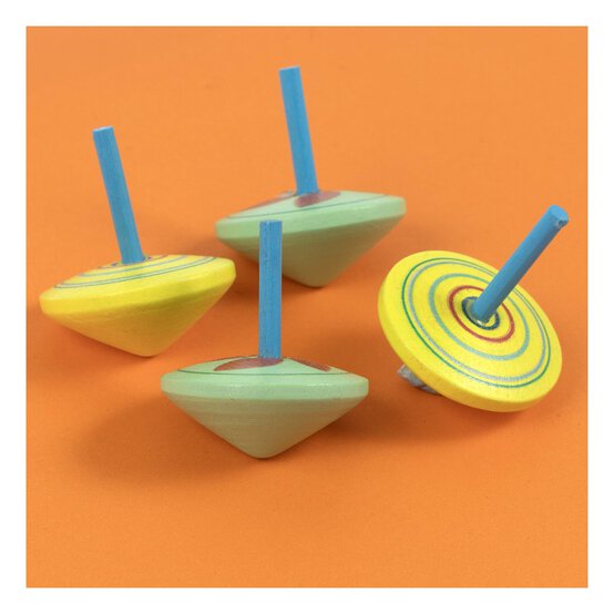 Wooden Spinning Tops 4 Pack image number 2